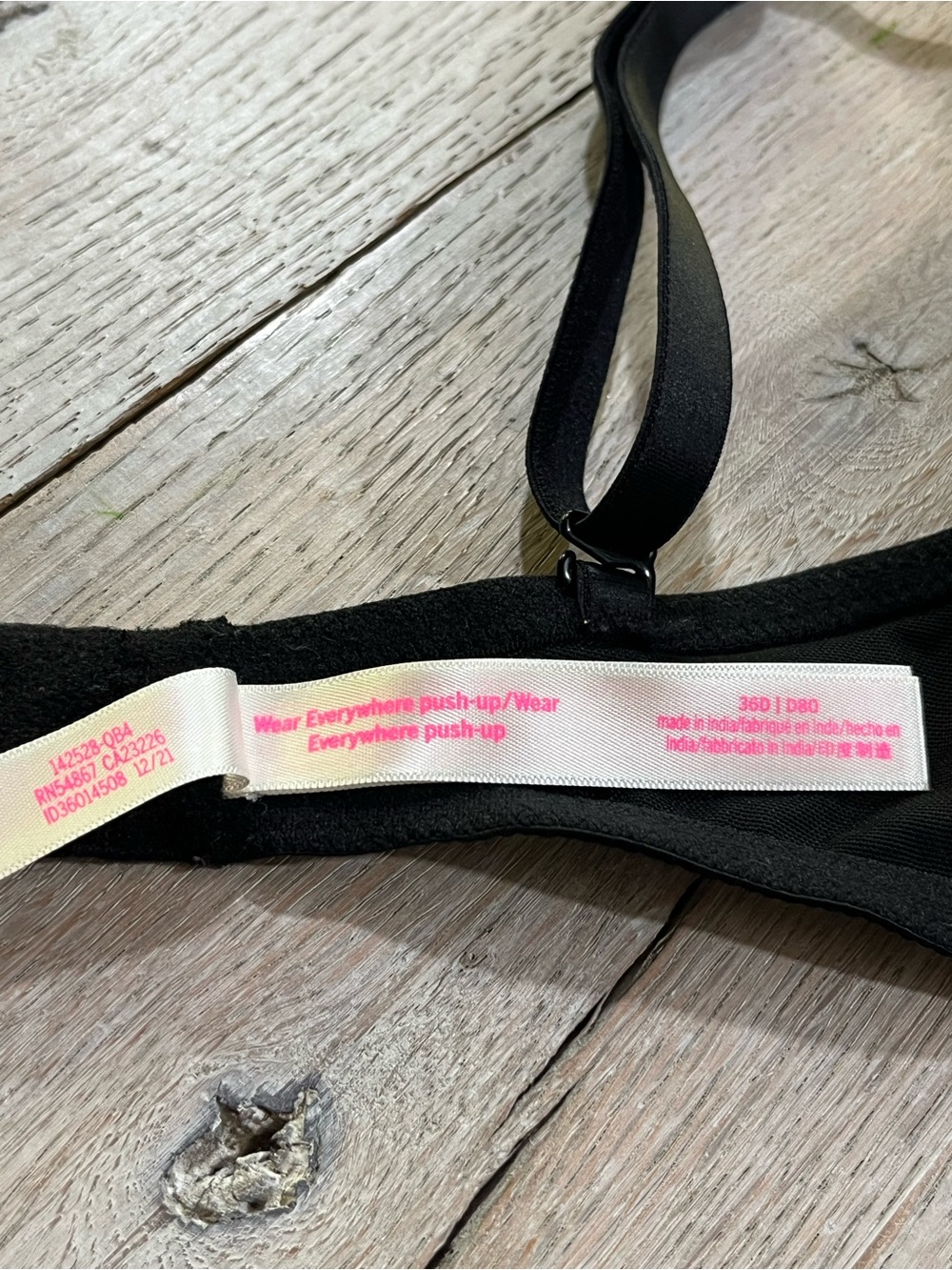 Victoria’s Secret PINK Wear Everywhere Push Up Black Pink Size 36D - Picture 5 of 7